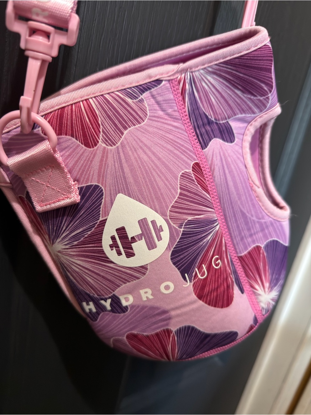 HydroJug Pink & Purple Floral Crossbody Bottle Carrier
